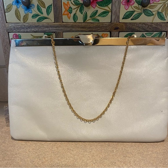 Etra 50’s Vintage Beige Leather Clutch EUC - Picture 1 of 7